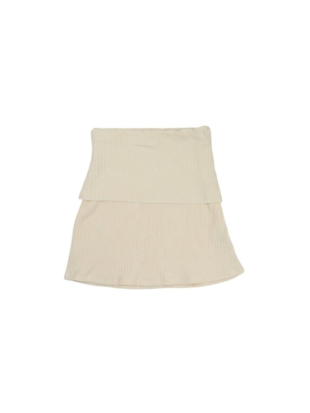 Joah Brown Foldover Mini Skirt in Natural Luxe Knit